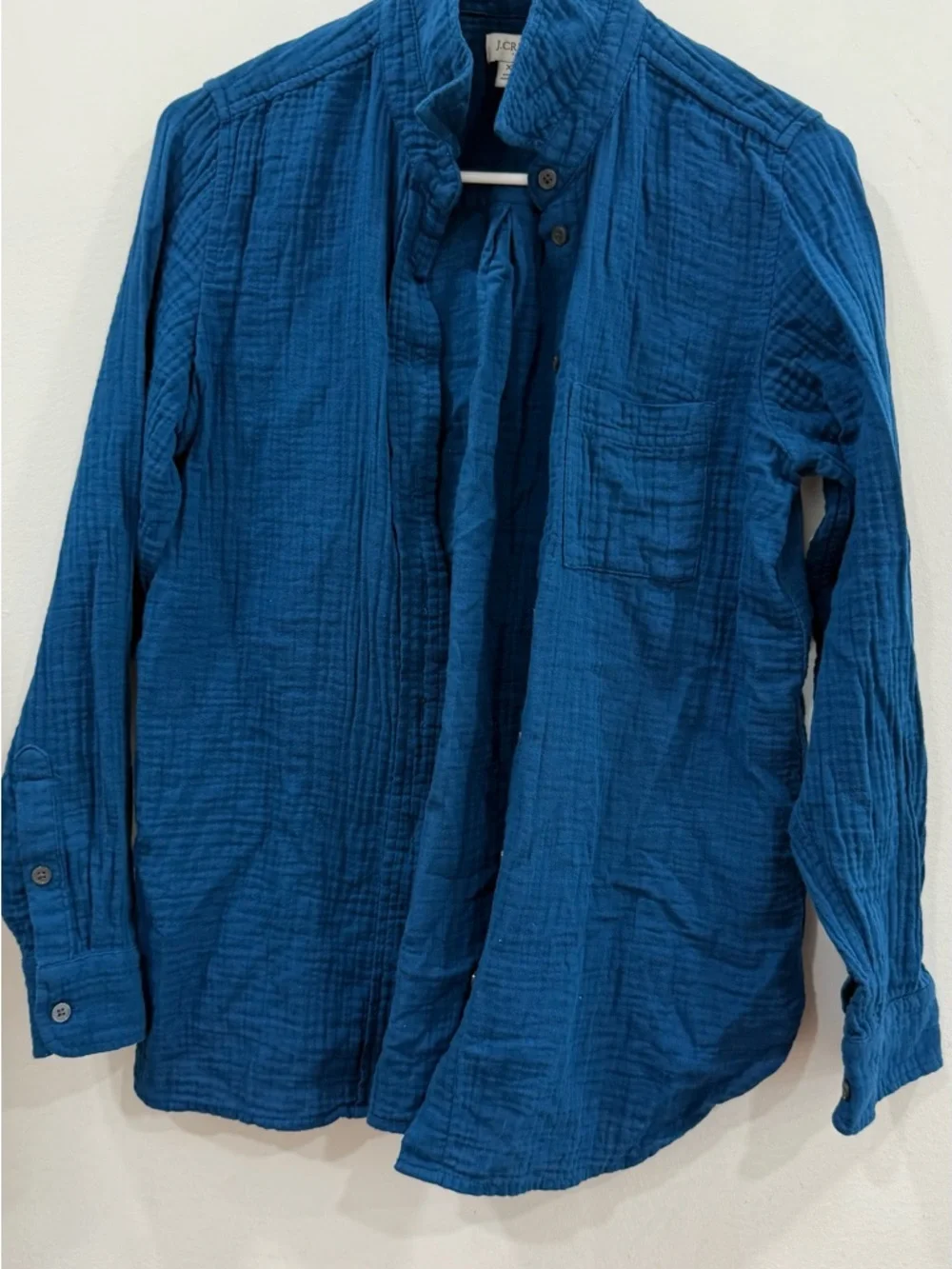J. Crew Deep Blue Textured Cotton Shirt Jacket - Picture 1 of 5